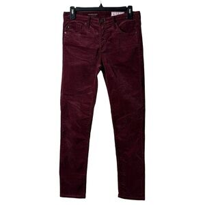 Anthropologie AG Adriano Goldschmied Red Velvet Stevie Slim Straight Ankle Pants